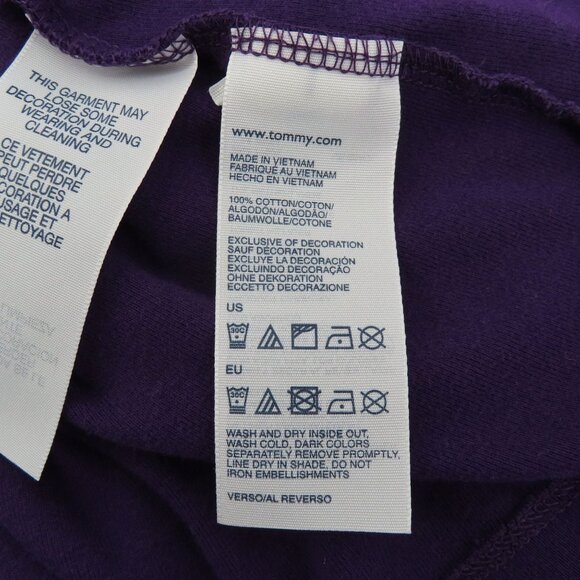 Tommy Hilfiger Women XL Purple V Neck Long Sleeve Shirt Top Embroidered Logo - Picture 6 of 8